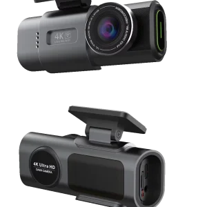 Dashline front and rear dash cam system with the 4K front camera above the compact rear camera