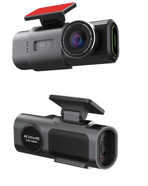 Dashline front and rear dash cam system with the 4K front camera above the compact rear camera