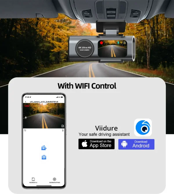4K Dash Cam – 170° Wide Angle Night Vision